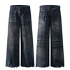 Fray Hem Vintage Wide-Leg Distressed Jeans