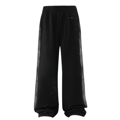 Casual Loose Fit Paint Splatter Elastic Waist Sweatpants
