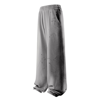 Casual Loose Fit Paint Splatter Elastic Waist Sweatpants