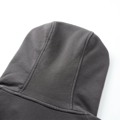 Vintage Washed Oversized Curved Stitch Zip Hoodie