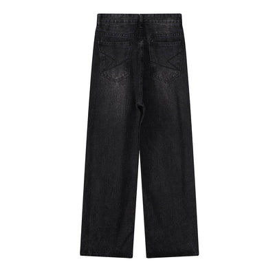 Wide Leg Pinstripe Detail Denim Jeans