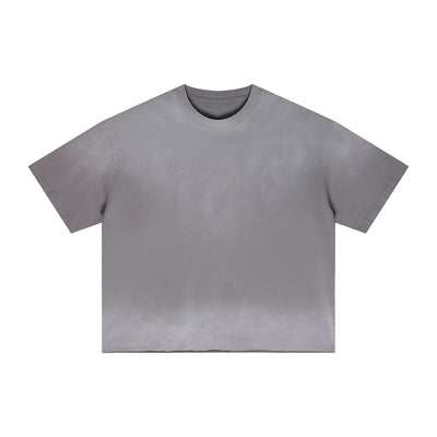 Boxy Raw Edge Washed Loose Short Sleeve Tee