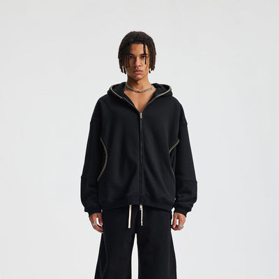 Special Stitch Bound Seam Zip Up Hoodie