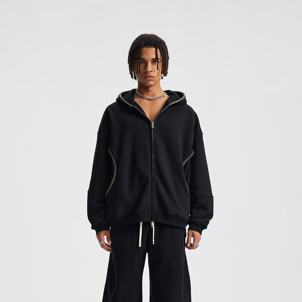 Special Stitch Bound Seam Zip Up Hoodie