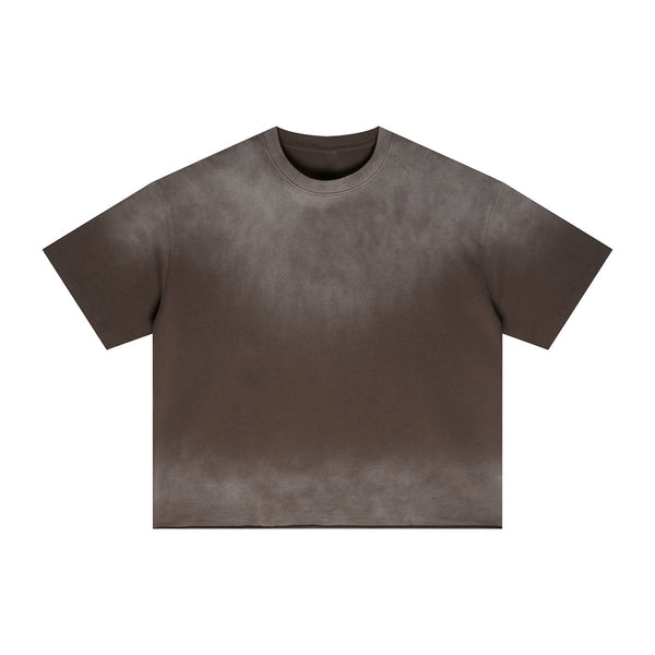 Boxy Raw Edge Washed Loose Short Sleeve Tee