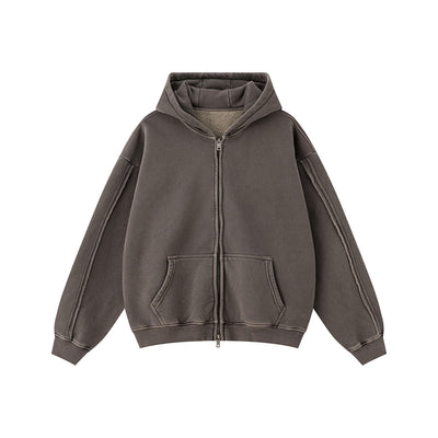 Double Slider Fleece Kangaroo Pocket Hoodie