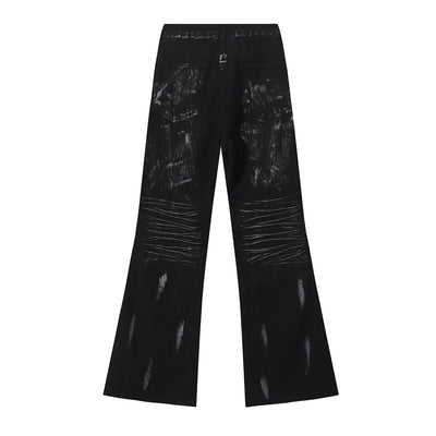 Black Rhinestone Star Appliqué Denim Jeans