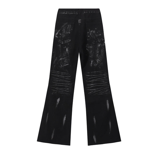 Black Rhinestone Star Appliqué Denim Jeans