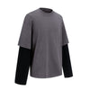 Layered Sleeve Two-Tone Oversized Streetwear T-Shirt