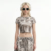 Forest Print Camo Cropped Short Sleeve Nature Tee