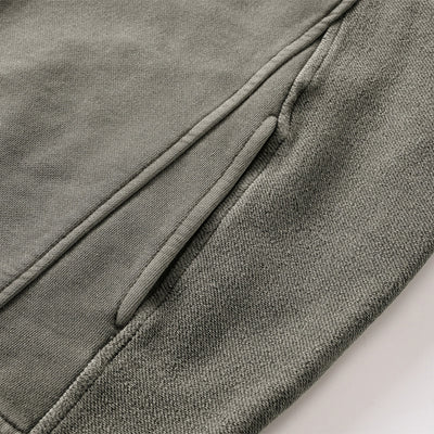 Stand Collar Panel Detail Washed Zip Up Sweatshirt