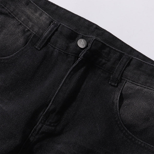 Black Washed Wide Leg Denim Jeans