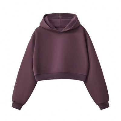 Women's Solid Color Relaxed Cropped Hoodie