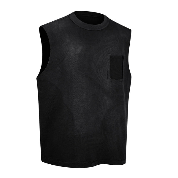 Chest Pocket Knit Sleeveless Relaxed Fit Muscle Tank