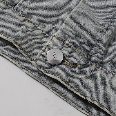 Floral Embroidery Denim Trucker Jacket