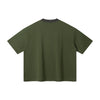 Oversized Color-Block Ribbed Collar Comfortable Tee