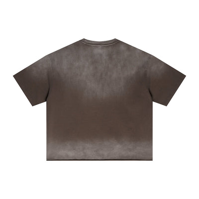 Boxy Raw Edge Washed Loose Short Sleeve Tee