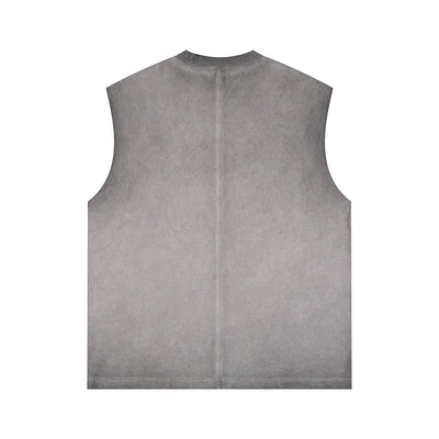 Back Seam Raw Edge Sleeveless Tee 250gsm