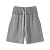 Double Waistband Snow Washed Distressed Shorts