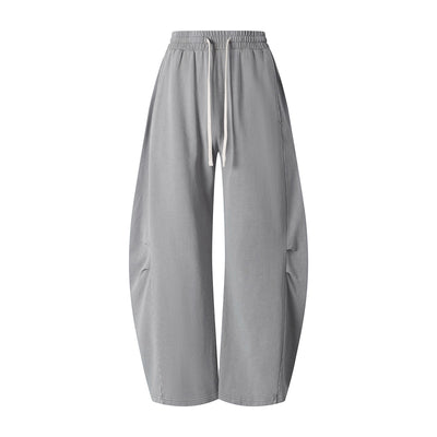 Vintage Washed Curved Panel Wide Drawstring Pants