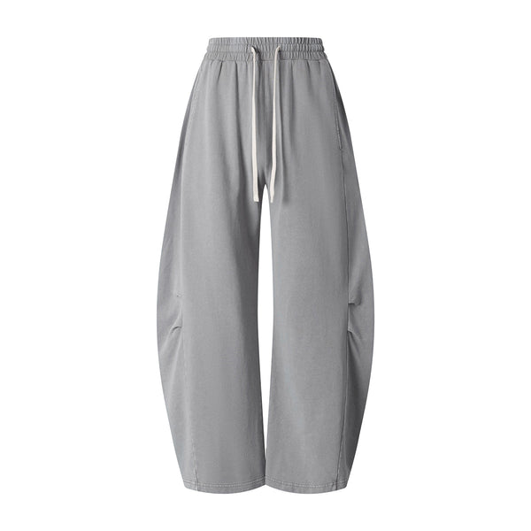 Vintage Washed Curved Panel Wide Drawstring Pants