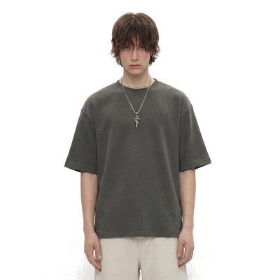 Heavyweight Waffle Split-Hem Texture T-Shirt