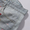 Vintage Digital Print Faux Denim Jeans