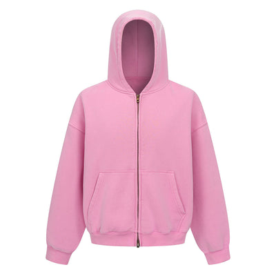 Vintage Oversized Full Zip Kangaroo Pocket Hoodie