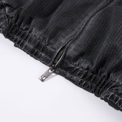 Lightweight Mesh Stand Collar Elastic Hem Zip Jacket