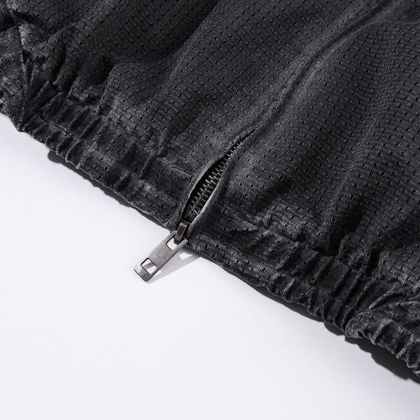 Lightweight Mesh Stand Collar Elastic Hem Zip Jacket