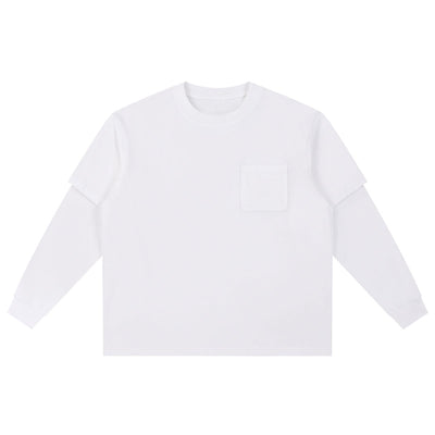 Solid Color Mock Layered Sleeves Sweatshirt