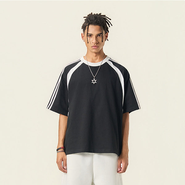 Raglan Sleeve Mesh Panel Sporty Tee