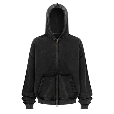Oversized Vintage Washed Zip Up French Terry Hoodie