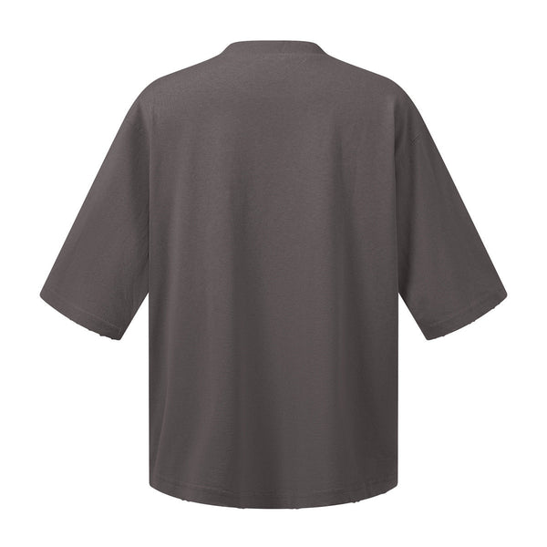 Washed Raw-Edge Pocket Clean Fit Crew Neck Tee