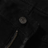 Slim Fit Solid Black Flared Denim Pants