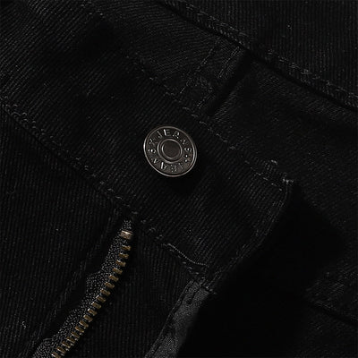 Slim Fit Solid Black Flared Denim Pants