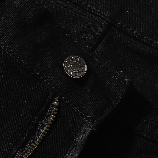 Slim Fit Solid Black Flared Denim Pants
