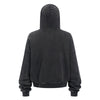 Vintage Washed Oversized Zip Up Distressed Hoodie