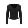 Long-Sleeve Ribbed Henley Top 275gsm