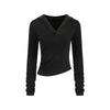Ruched Fitted Long Sleeve Hoodie Top