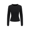 Crew-Neck Long Sleeve Ribbed Top