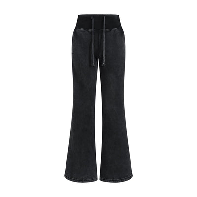 Low-Rise Washed Fleece Flare Sweatpants