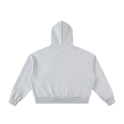 Full Zip-Up Boxy Fit Fleece Hoodie