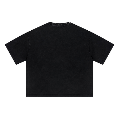 Vintage Washed Oversized Metal Rivet Neckline Tee