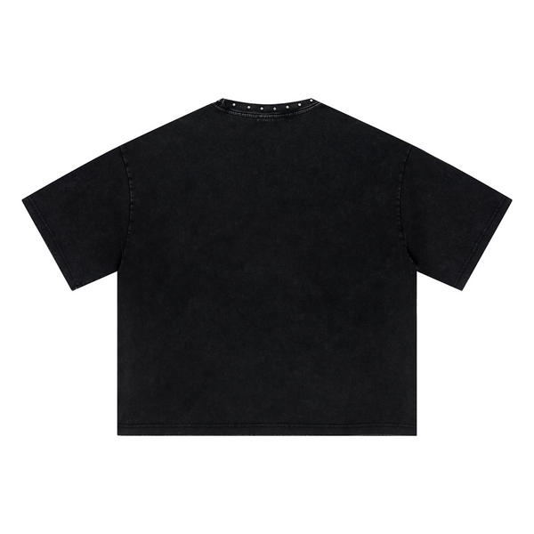 Vintage Washed Oversized Metal Rivet Neckline Tee