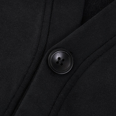 Black Stone Wash Sweatshirt Cardigan