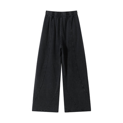 Streetwear Distressed Curved Panel Straight-Leg Pants