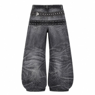 Butterfly Stud Barrel Leg Denim Jeans