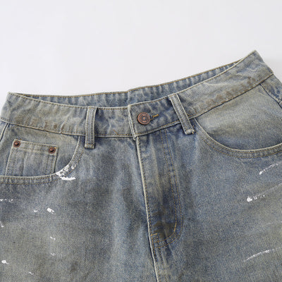 Ink Splash Vintage Wash Bermuda Shorts