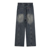 Utility Wide Leg Distressed Denim Jeans